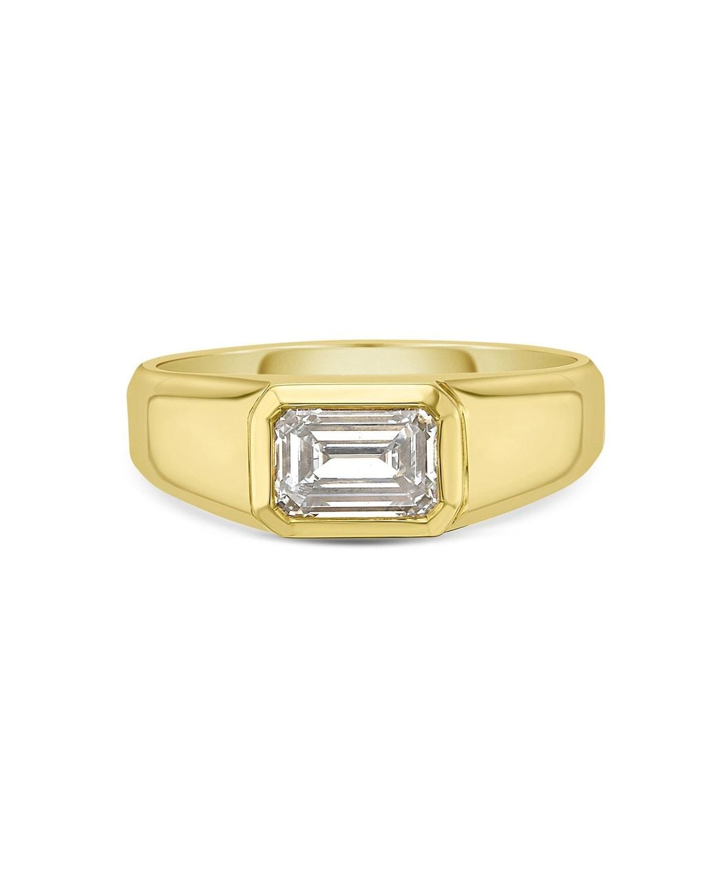 Artisan Metallic Lab Grown Emerald Cut Diamond Signet Ring