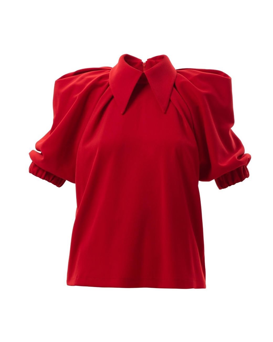Julia Allert Red Designer Puff Sleeve Blouse –