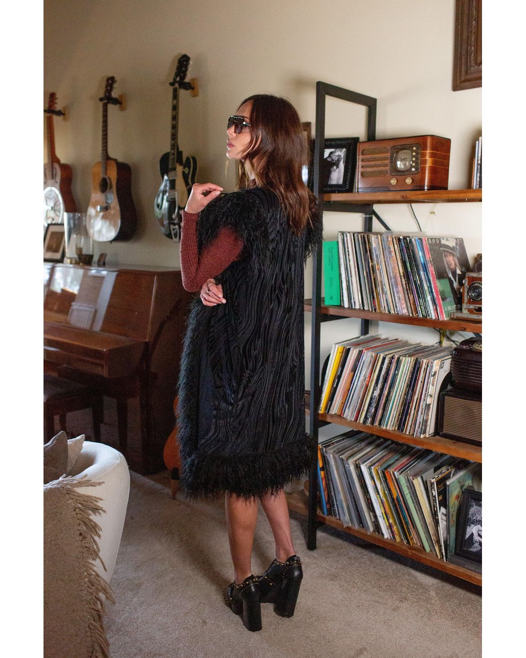Jennafer Grace Black Zenobia Psyche Faux Fur Trim Vest