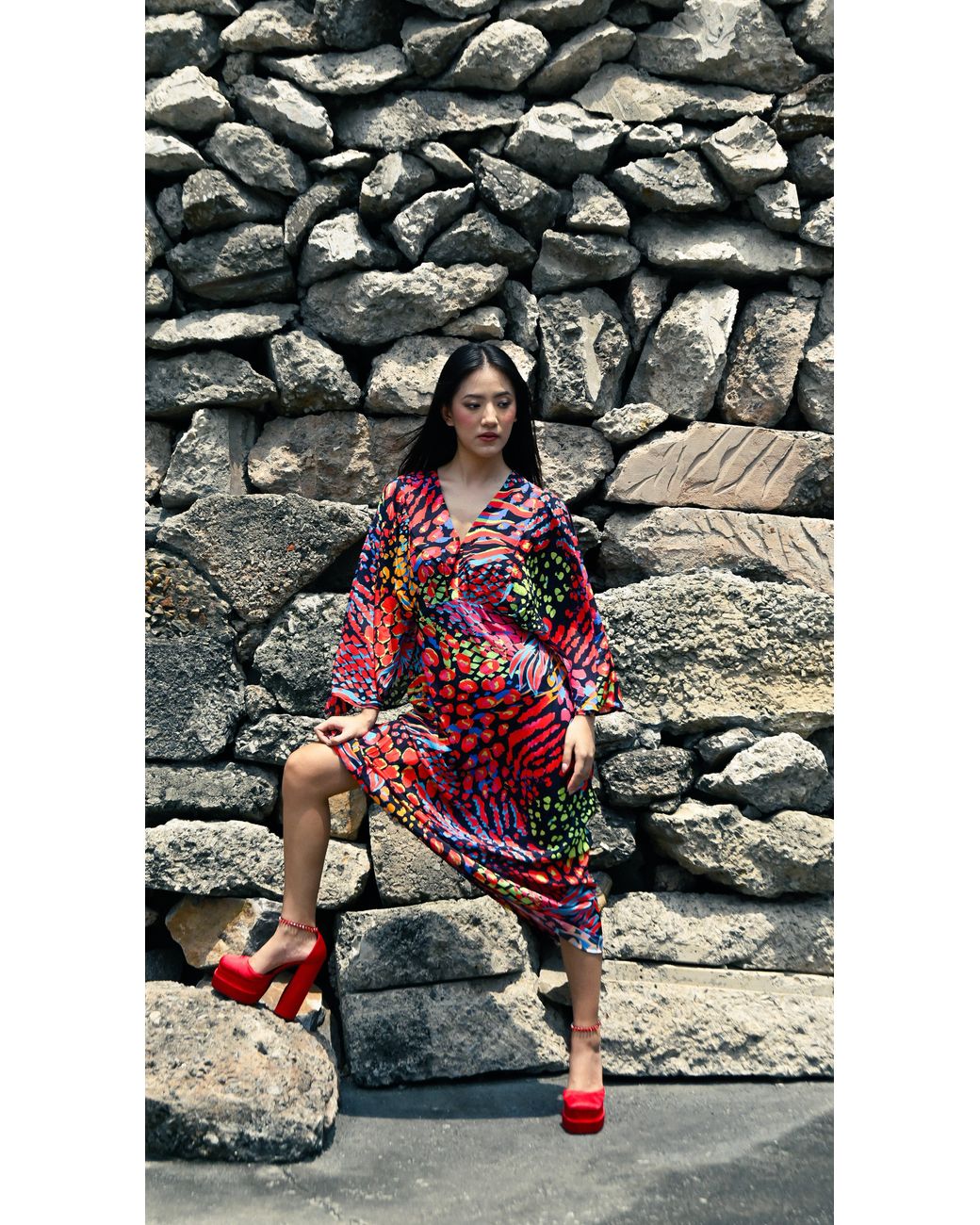 Any Old Iron Red Neon Animal Kyoto Dress