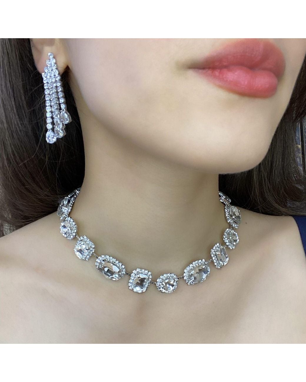 Michael Nash Jewelry Metallic Neutrals Maureen Crystal Stone And Pave Necklace