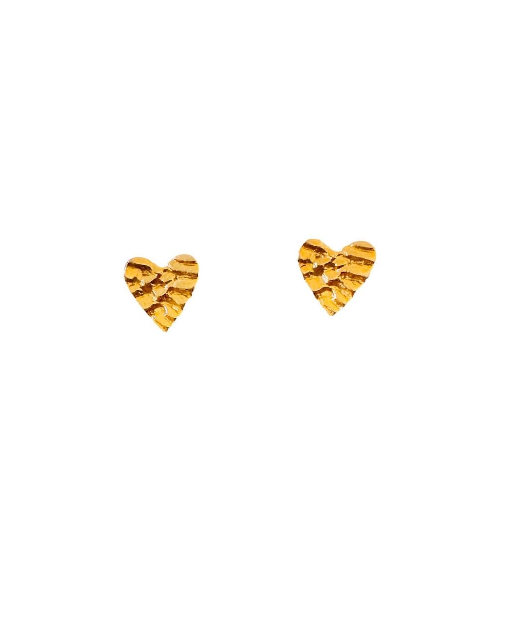 Aki Roc Jewelry Metallic Heart Stud Earrings Brass