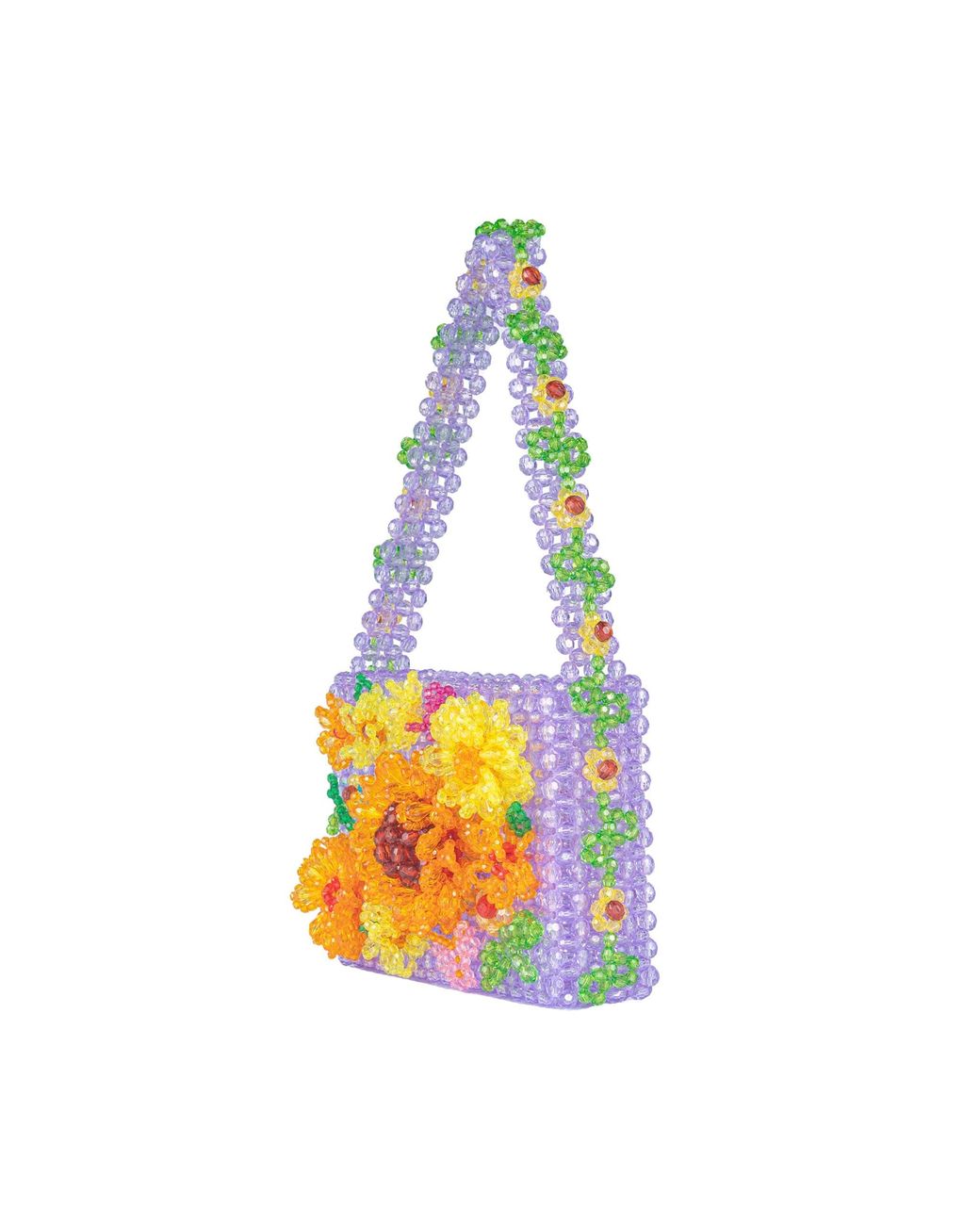 Tillie Beads Yellow Sunflower Floral Mini Bead Bag