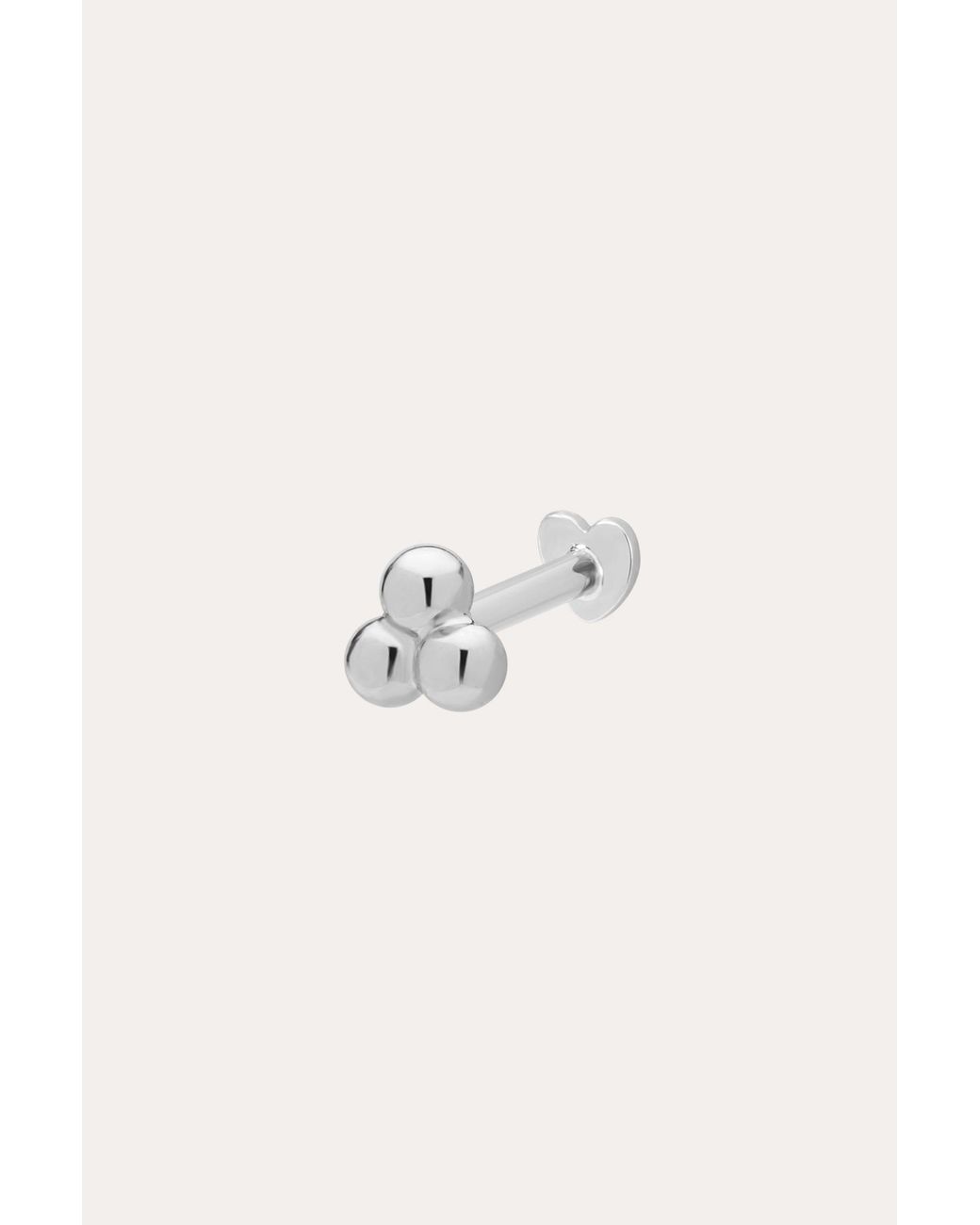 Vanhi White 14K Solid Trinity Flat Back Stud
