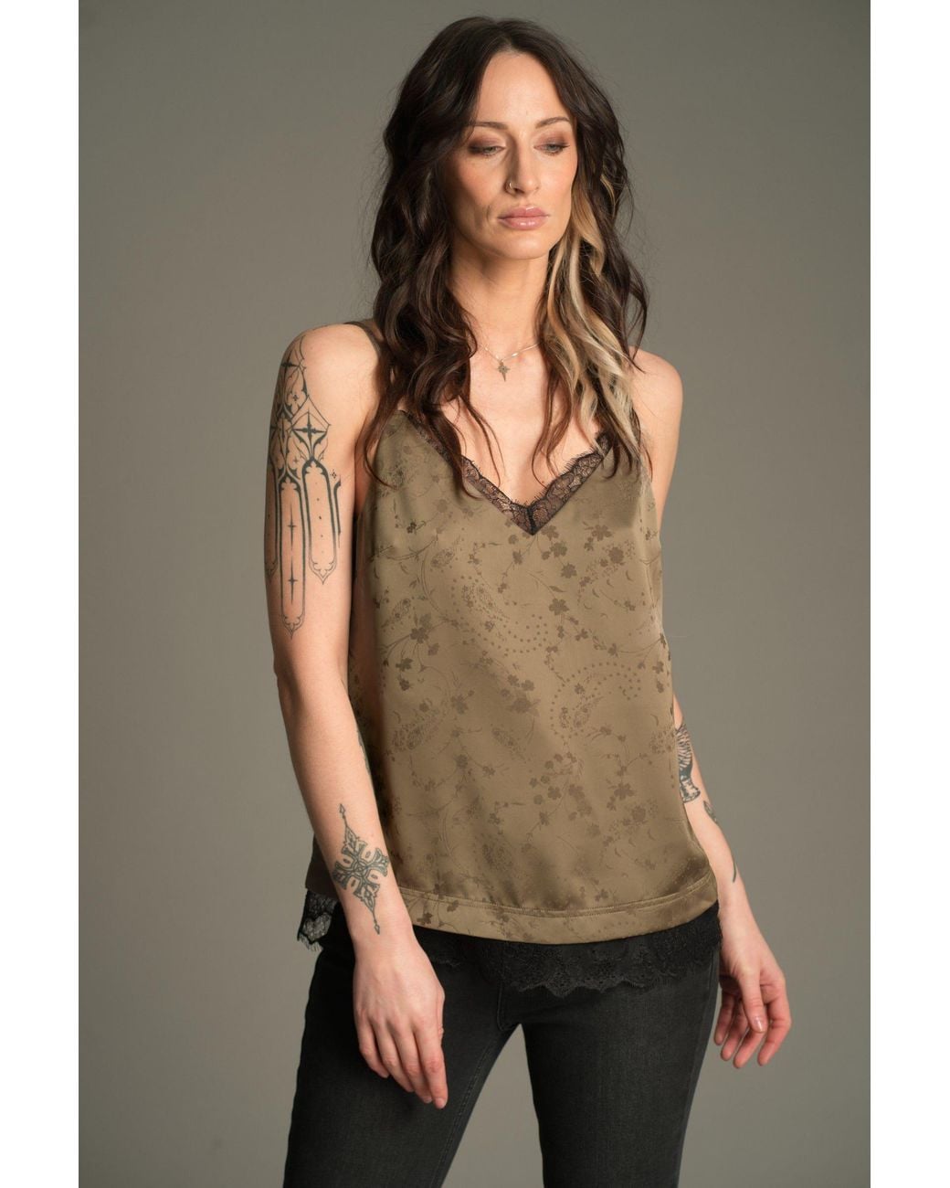 Little Lies Green Iris Satin Cami