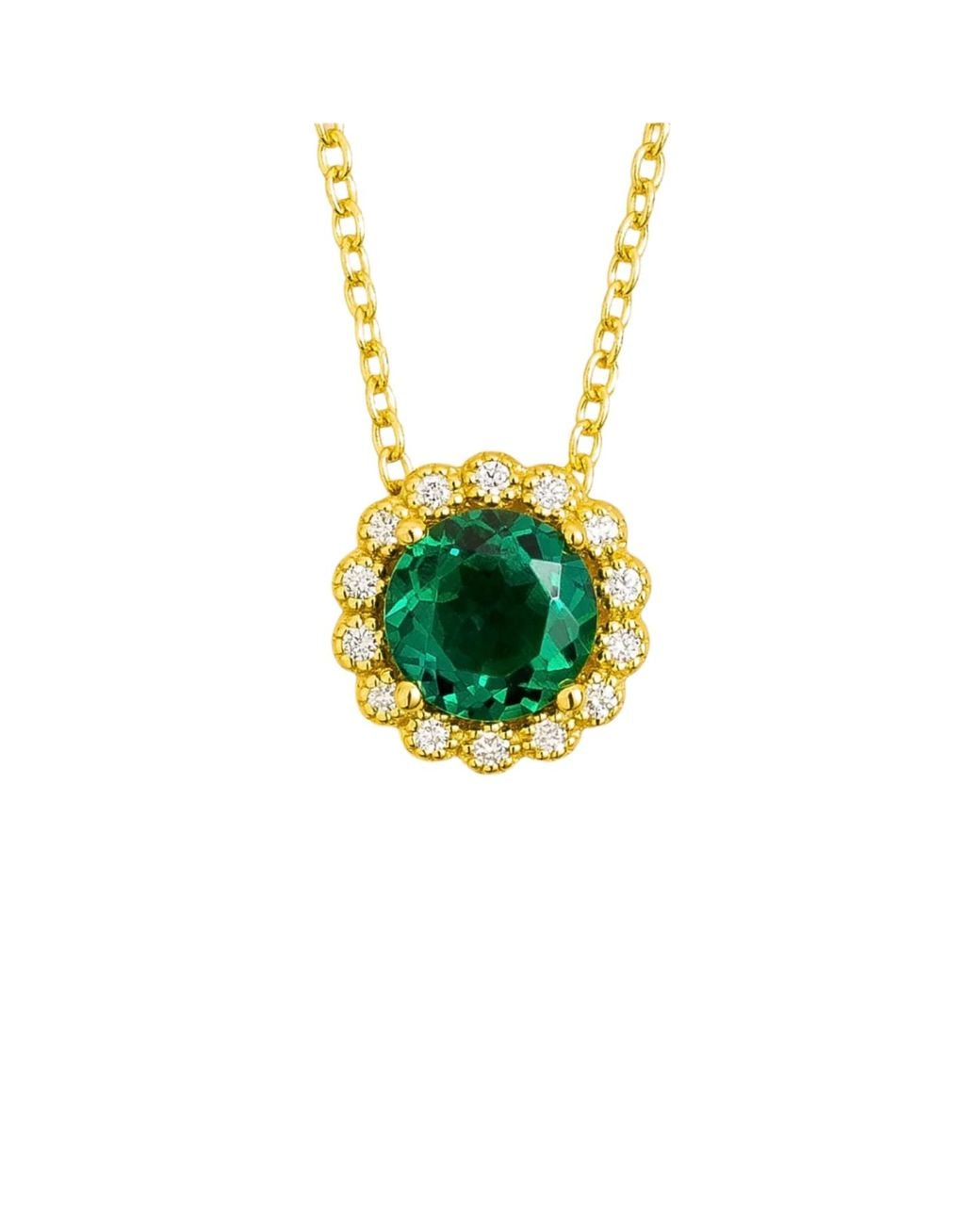 Juvetti Green Solen Necklace Set With Emerald & Diamond