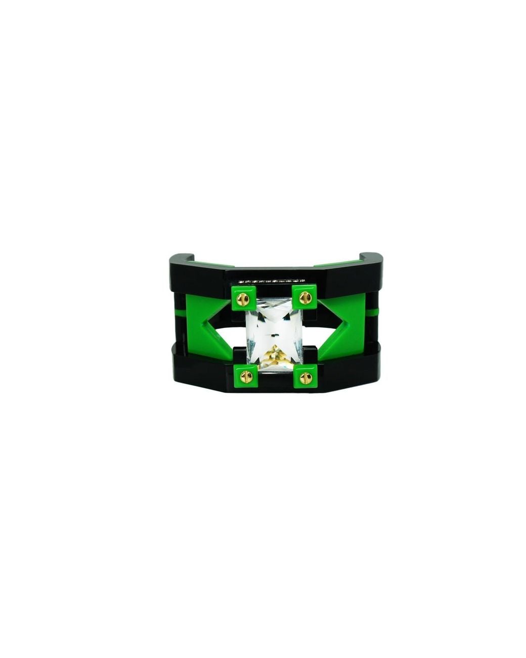 Gissa Bicalho Green Handmade Acrylic Bracelet Deco Rectangular Shaped Stone