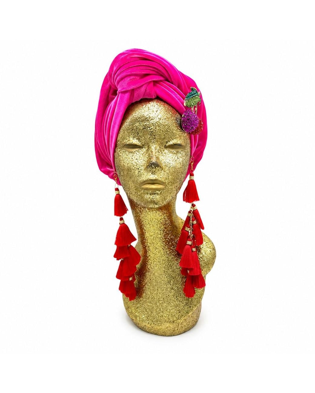 Julia Clancey Red Cherry Chacha Brooch Turban