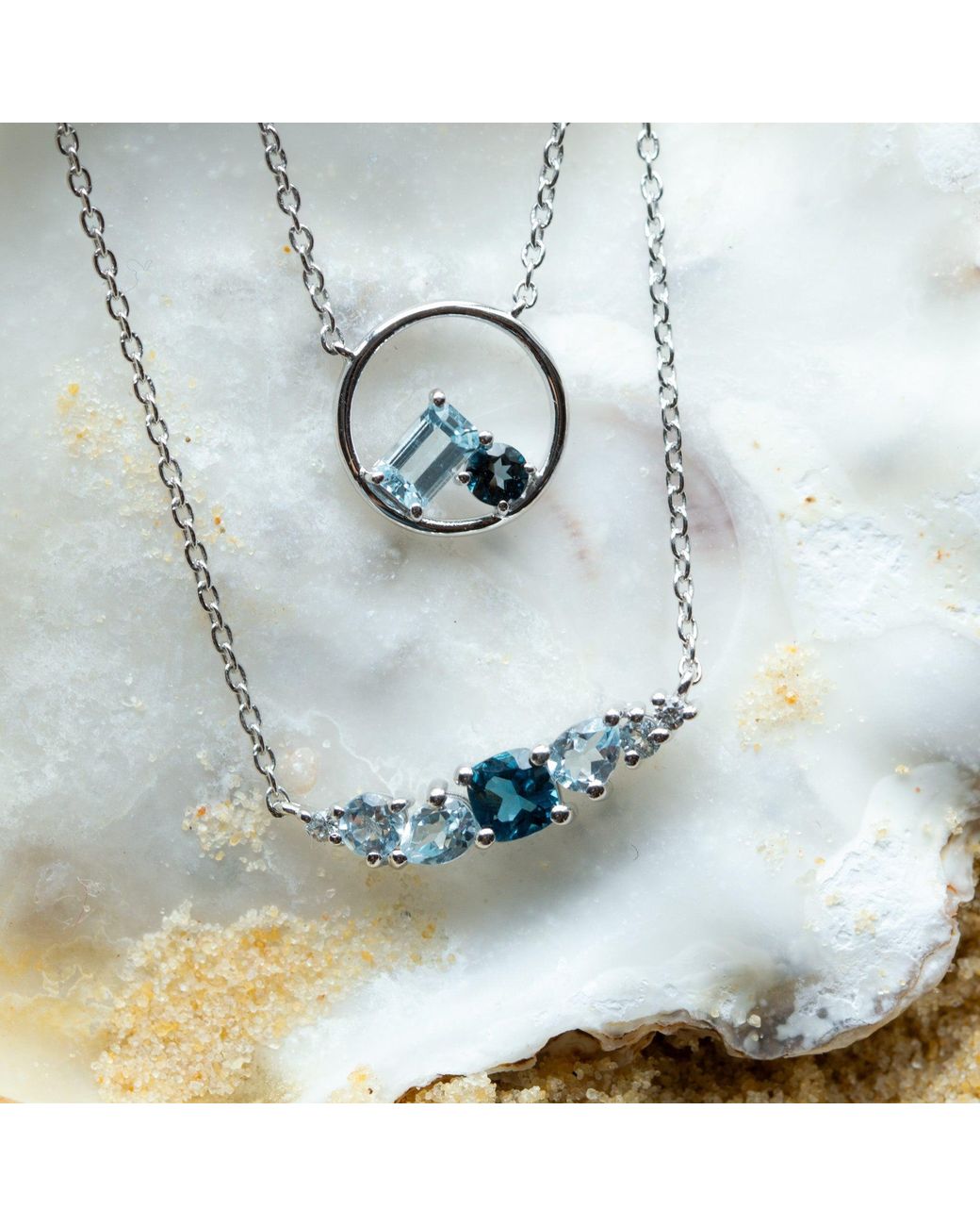 Dainty London Metallic Elegant Topaz Cluster Necklace