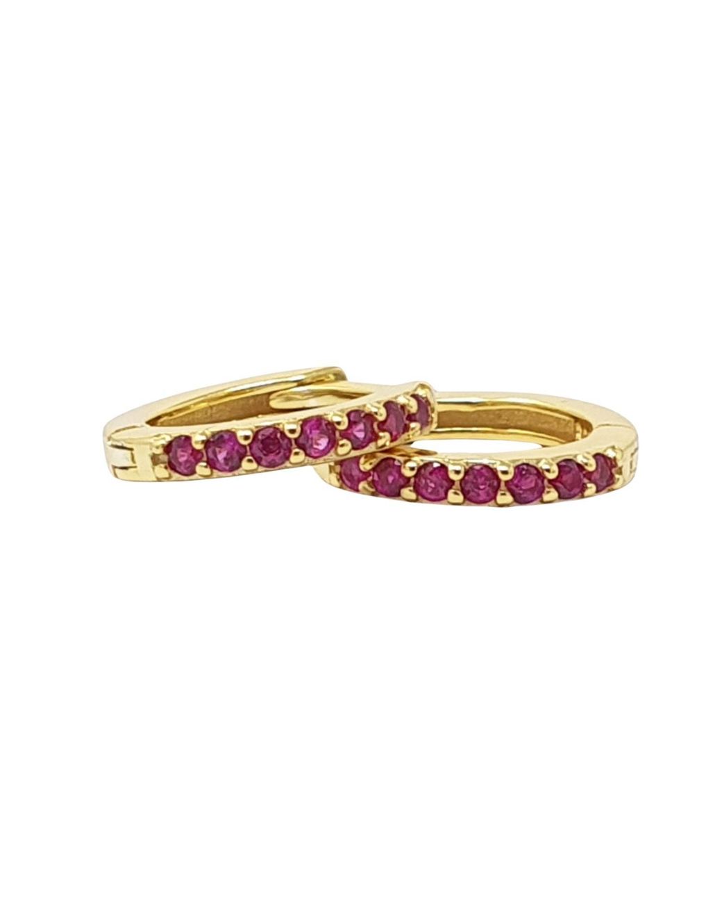 Sophelia Pink Ruby July Birthstone Small Huggie Hoop Earrings