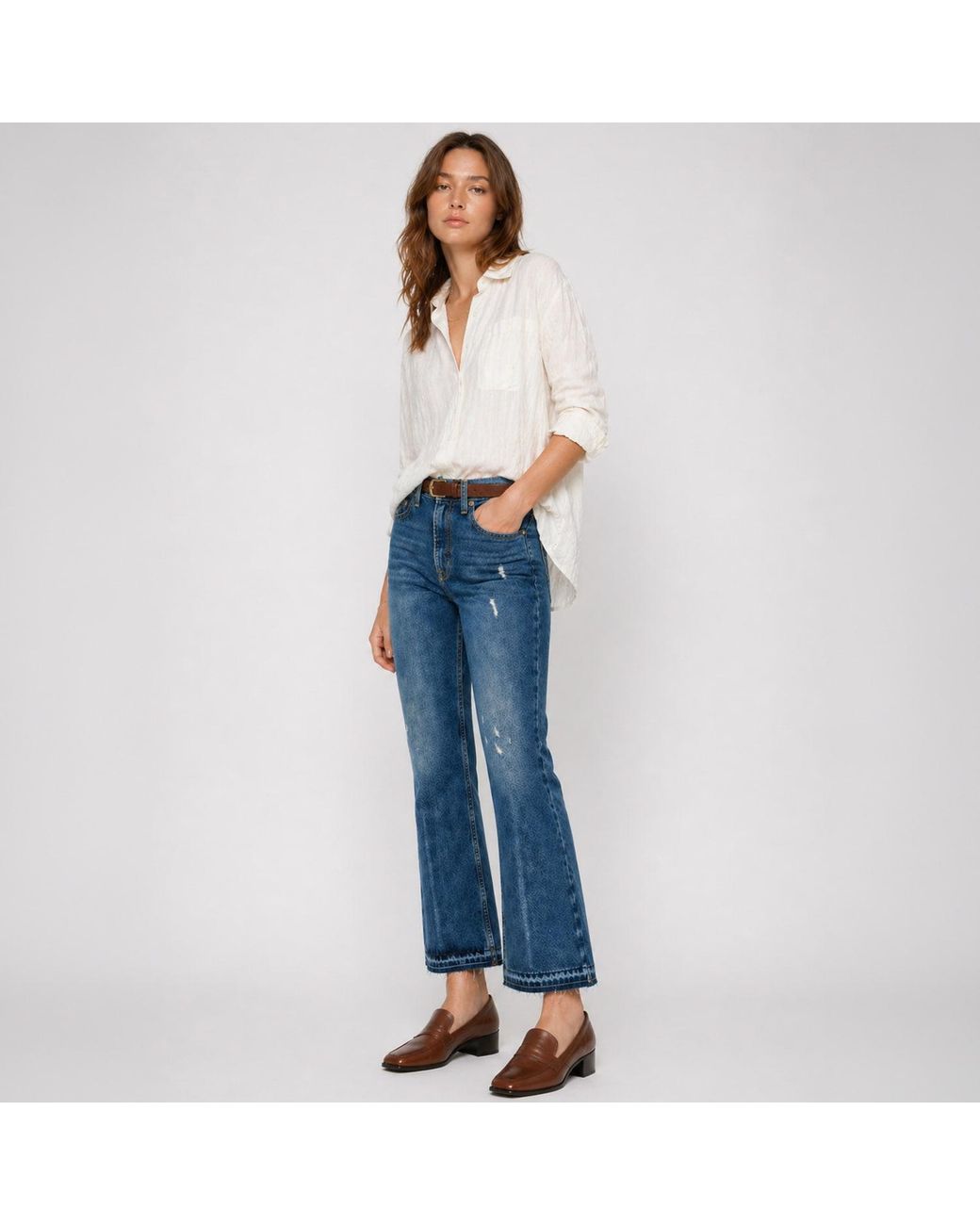 NOEND Blue Farrah Kick Flare Jeans