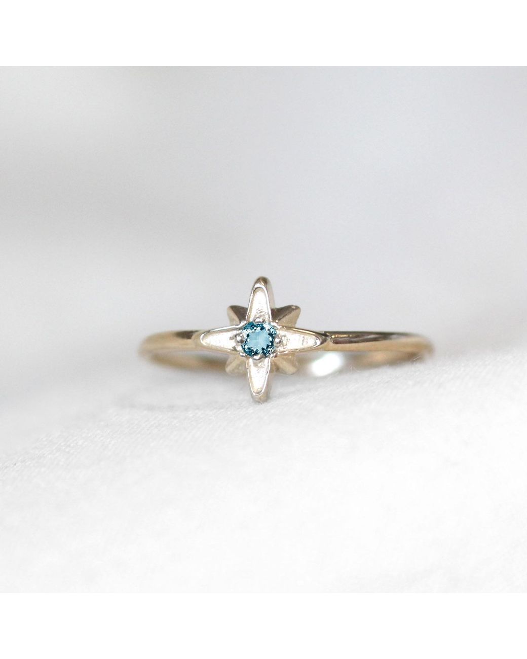 VicStoneNYC Fine Jewelry Metallic North Star March Birthstone Aquamarine Ring