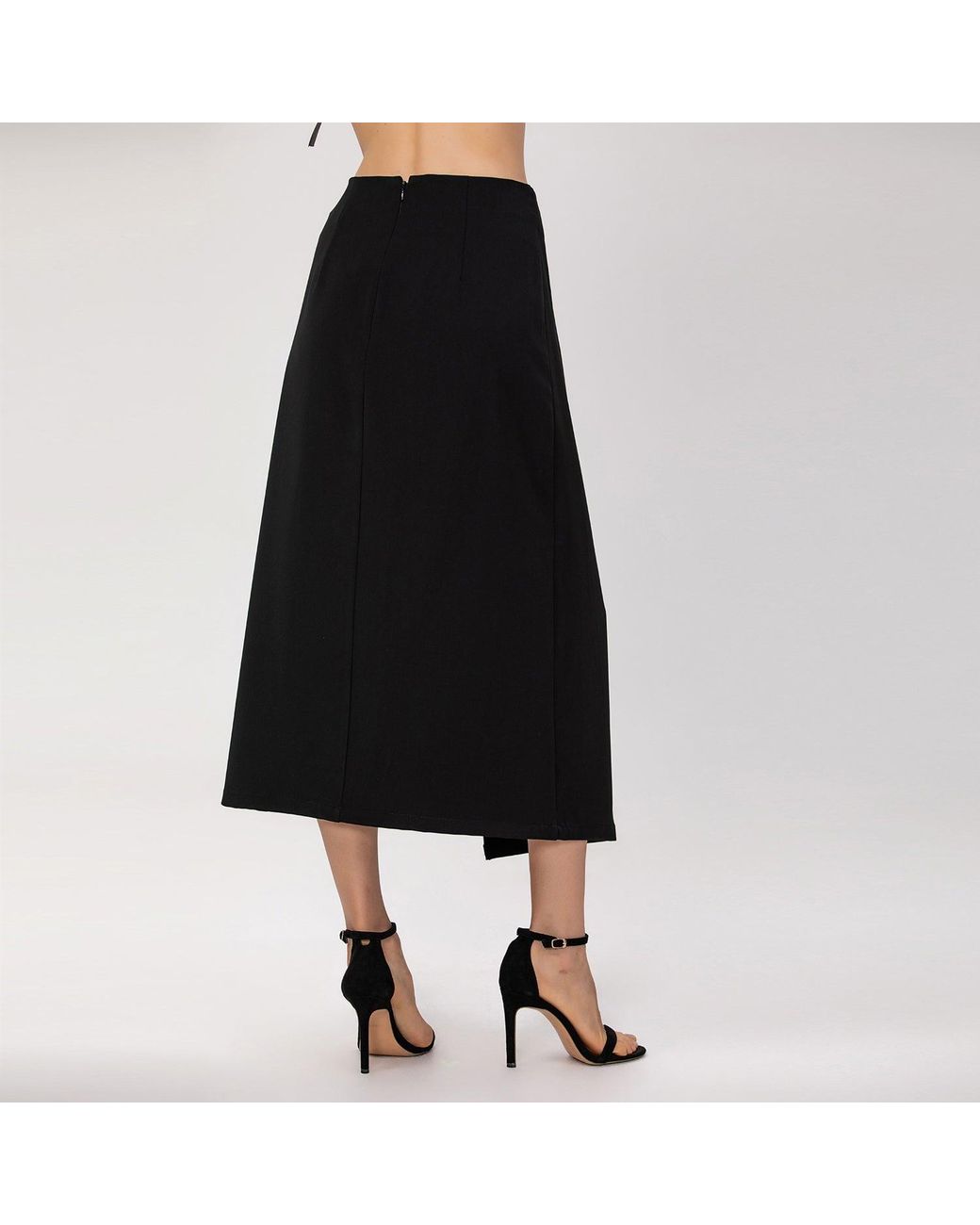 Smart and Joy Black Buckle On Side Wrap Effect Skirt