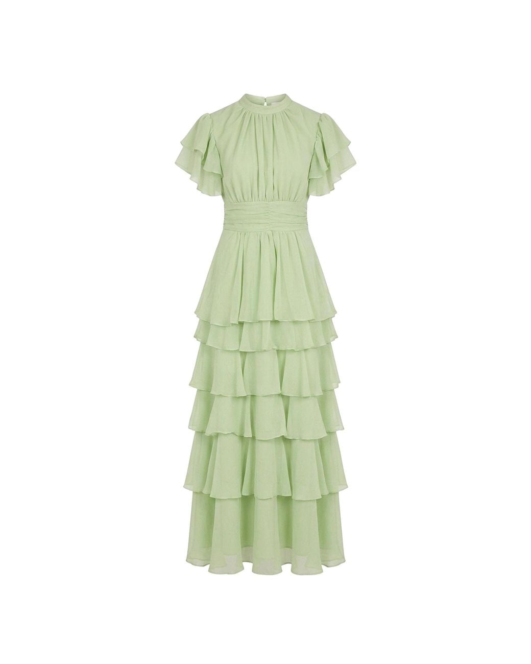 James Lakeland Green Tiered Ruffle Maxi Dress – Sage