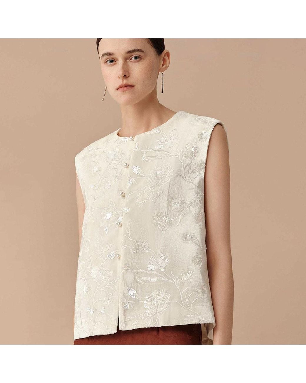 Silkinc Natural Velvet Floral Chinese Vest