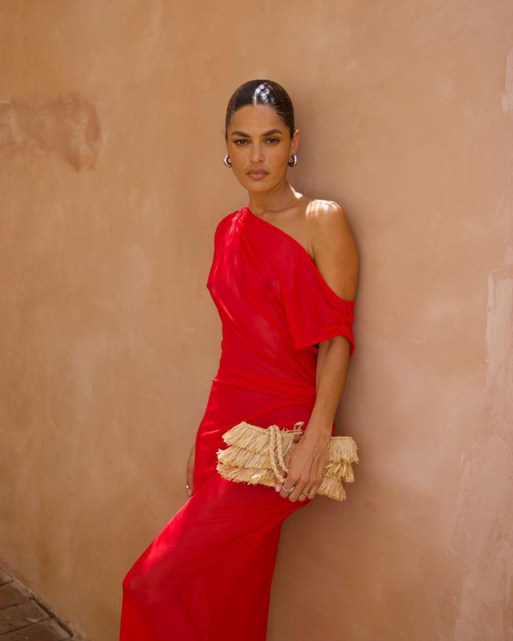 Alia Studio Red Caresse Maxi Gown Dress