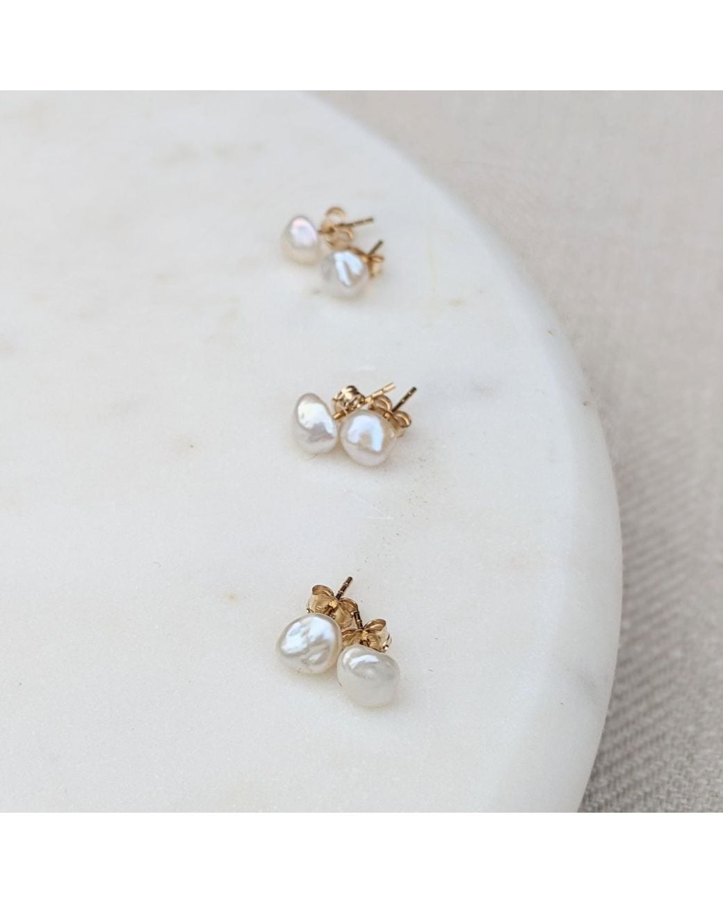 Kiri & Belle Metallic Mini Dot Keshi Pearl Filled Stud Earrings