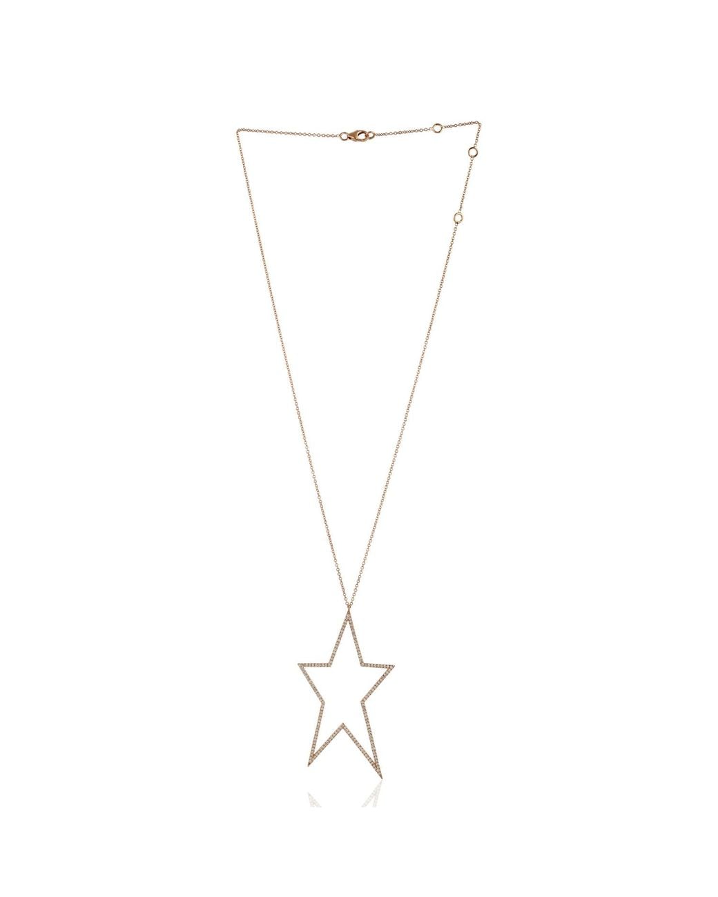 Artisan Metallic Natural Diamond Star Pendant Necklace 14k Rose Gold Jewelry