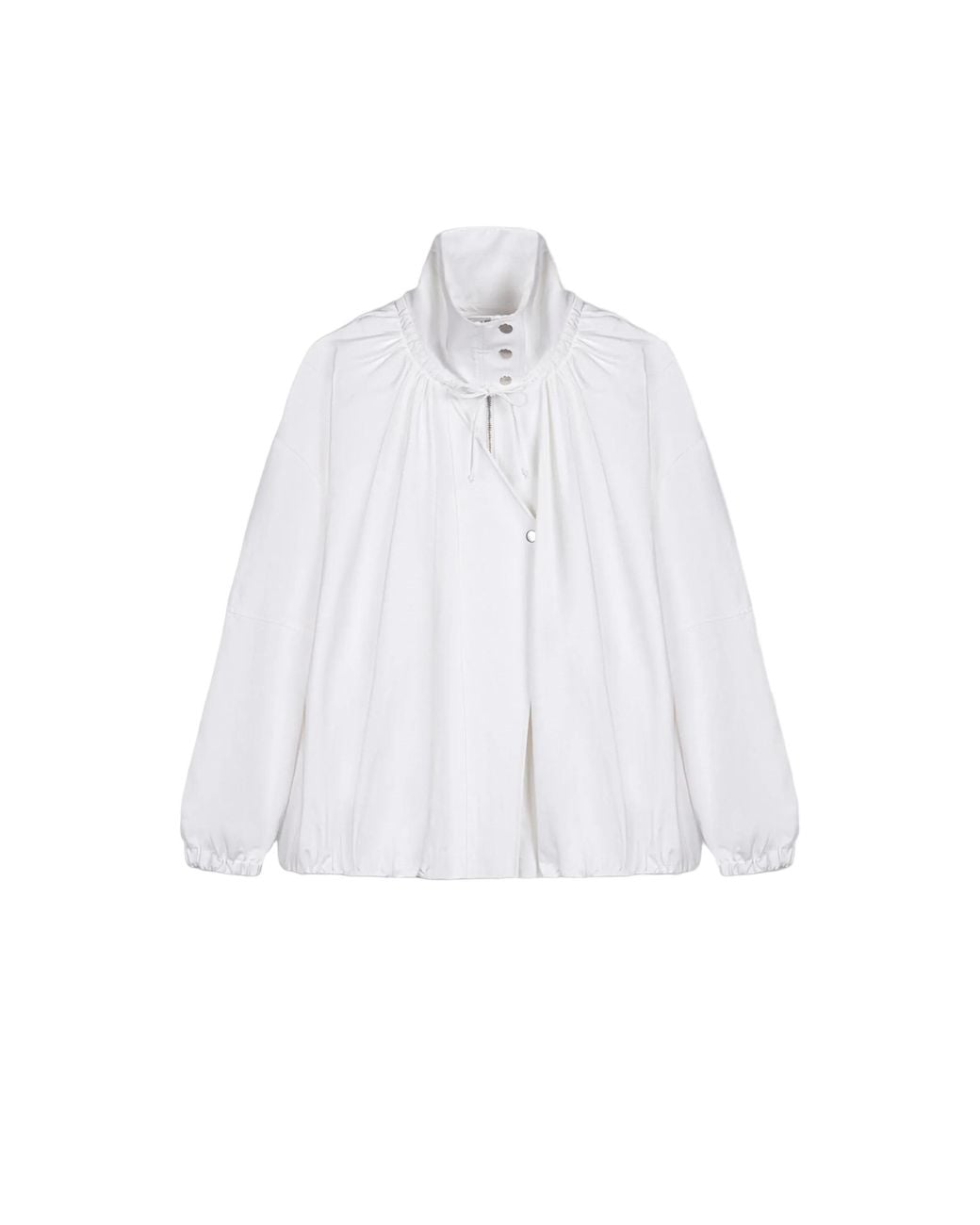 Nocturne White Oversized Zip-Front Jacket