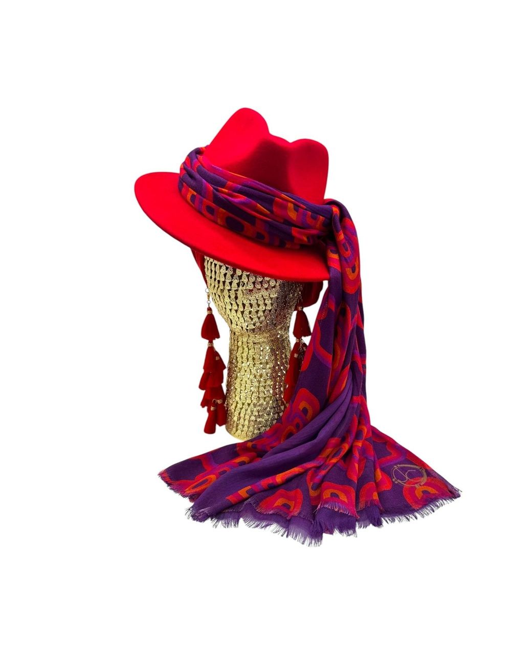 Julia Clancey Red Ruby Fifi Scarf Fedora Set