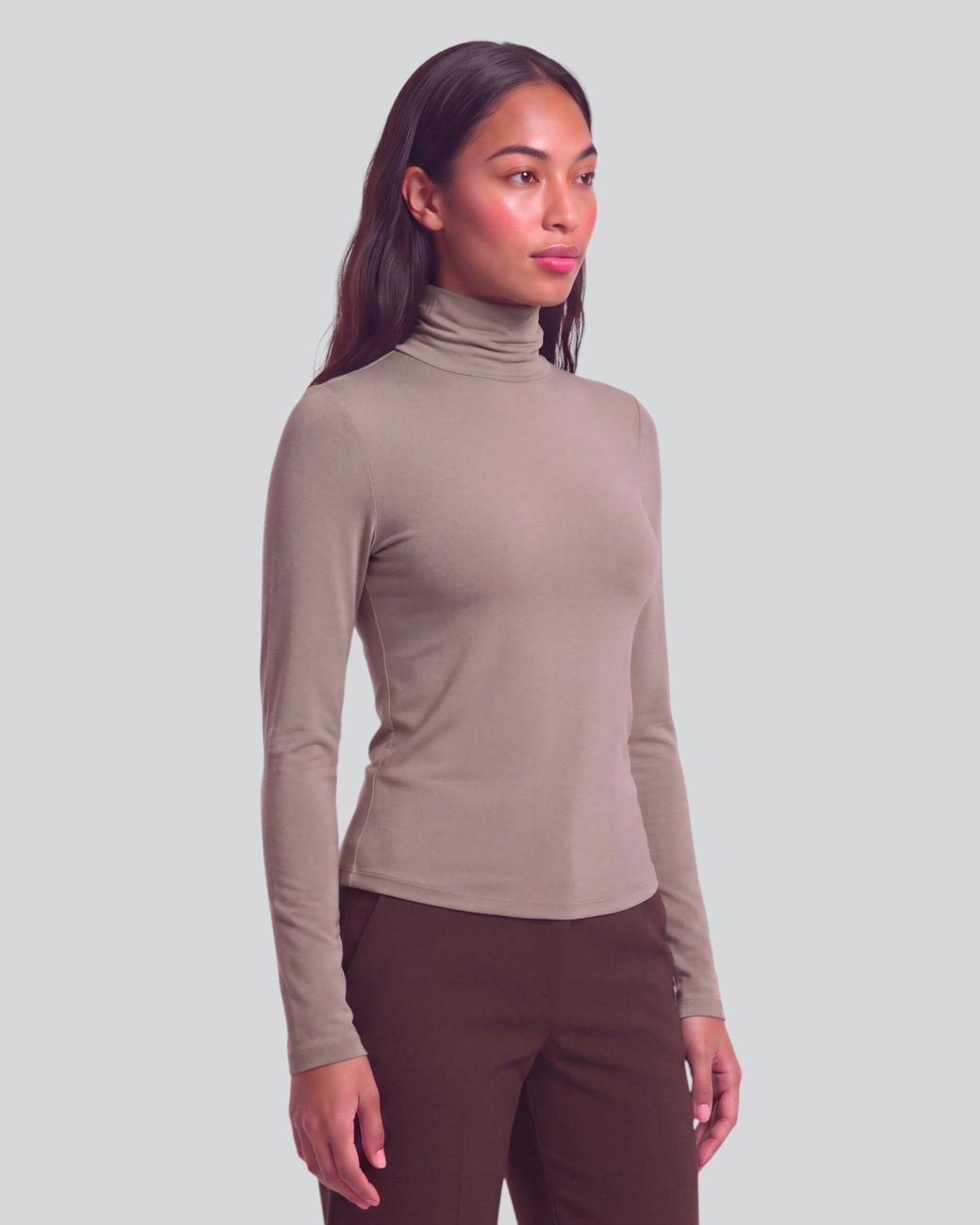 Lords of Harlech Gray Kate Sage Lyocell Stretch Turtleneck
