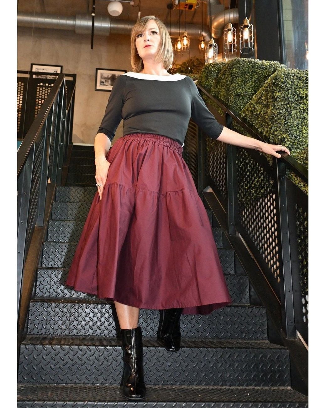 Frock Tales Purple Tahiti Midi Skirt With Pockets