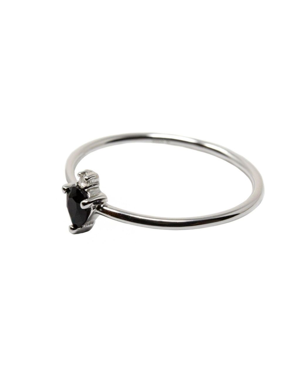 NASI SILVER Black Pear Atarah Ring- Onyx & Topaz