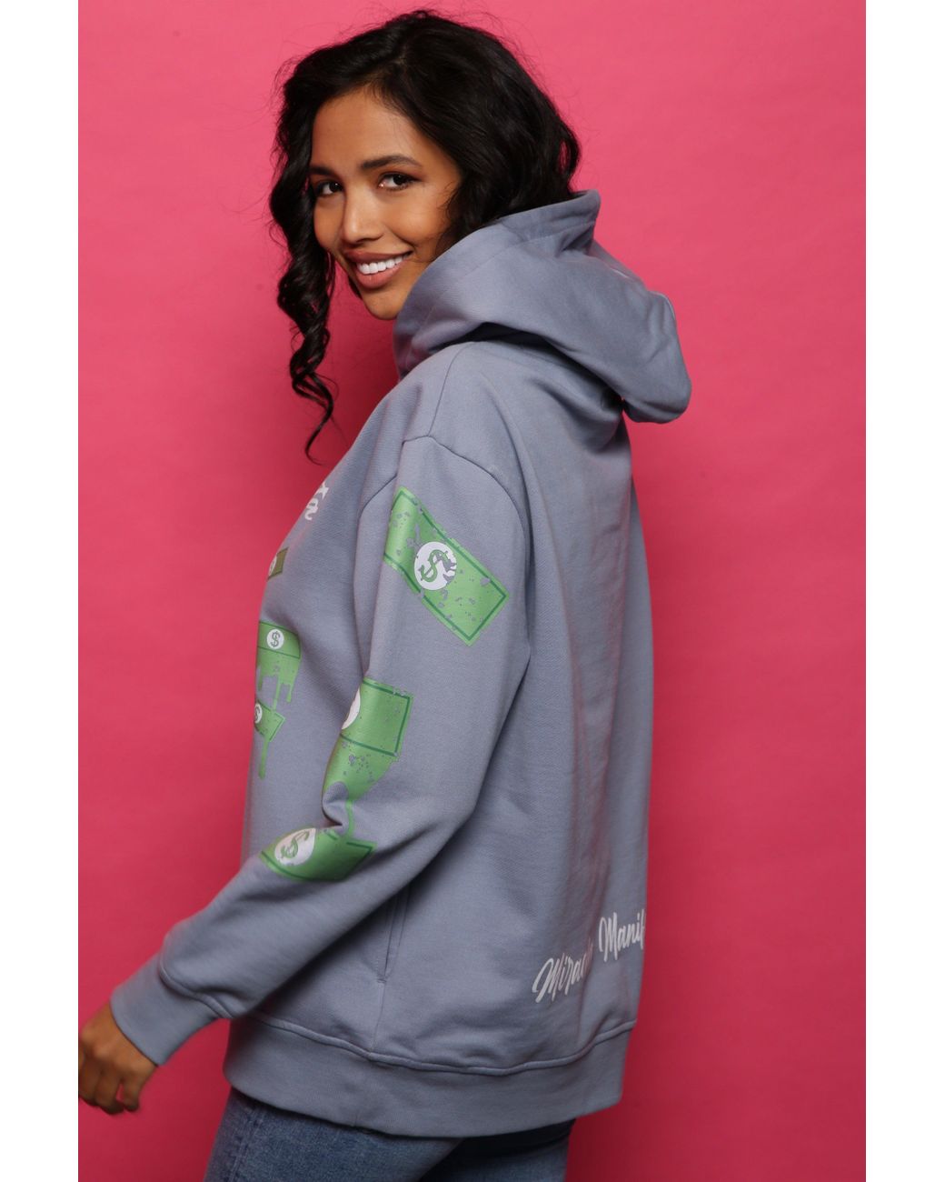 Miracles Manifester Blue Inspirational Affirmation Hoodie With Reflective Design
