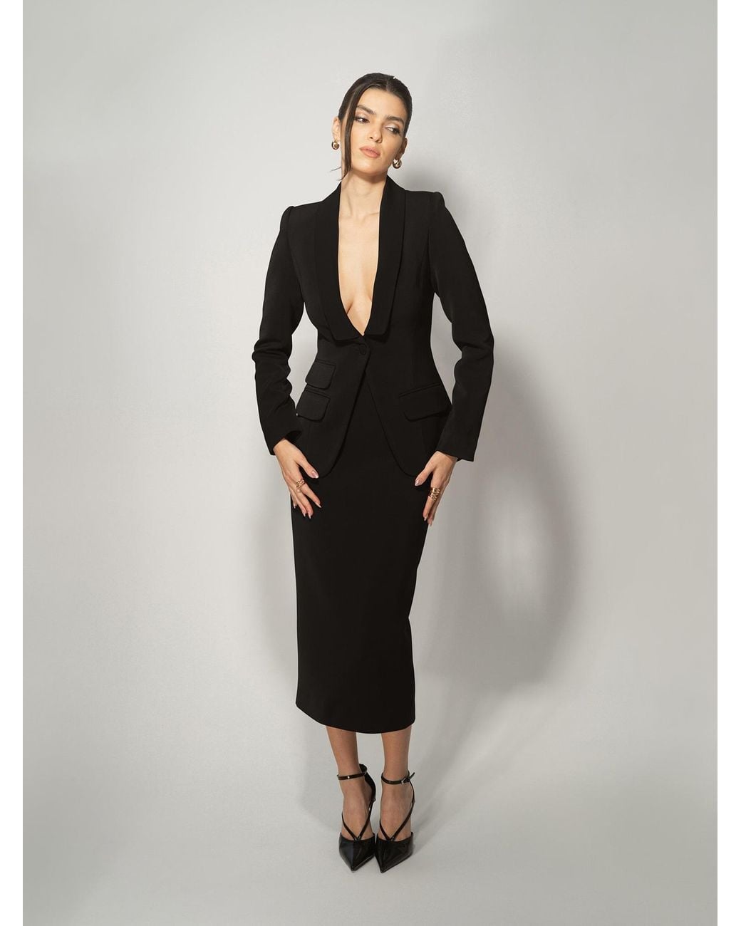 Tia Dorraine Black Vision Tailored Blazer & Skirt Suit