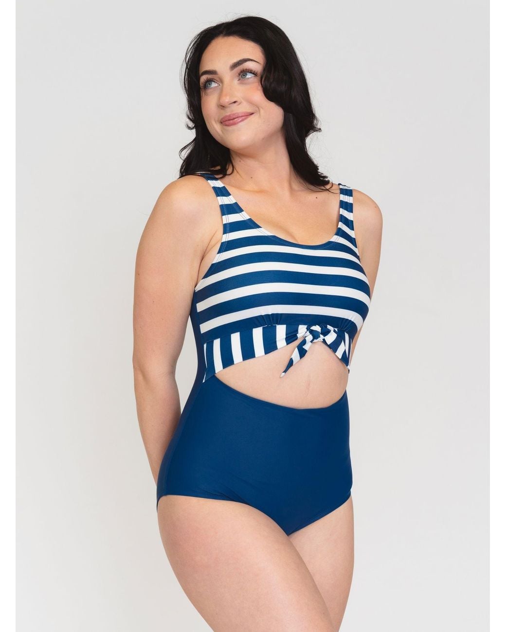 Lime Ricki Swimwear Blue Stripe Knotted One-Piece