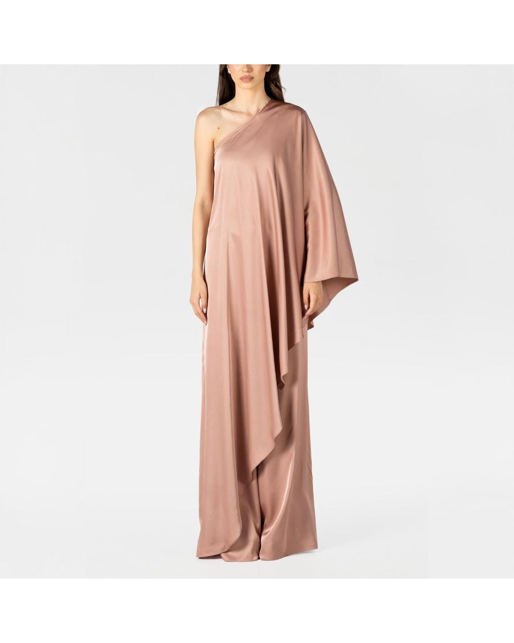 LIA ARAM Pink Neutrals Mono Drape Greige Gown