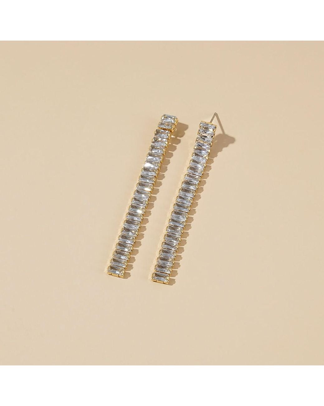 Rare Matters Jewelry Metallic Clear Crystal Beam Earrings