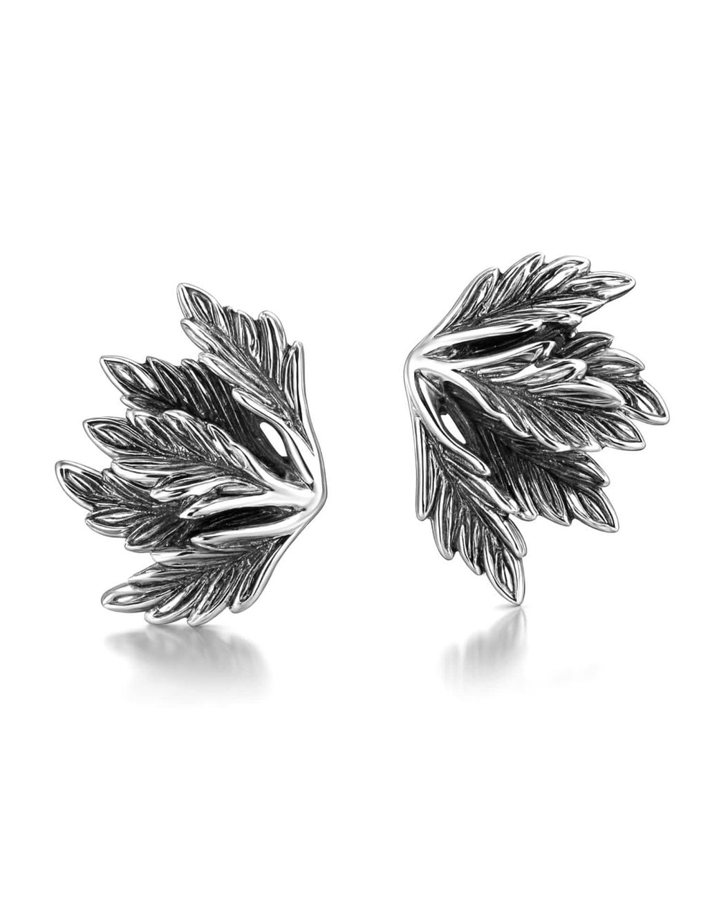 Unaloe Metallic Sterling Leaf Stud Earrings – Contemporary Botanical Designer Jewelry