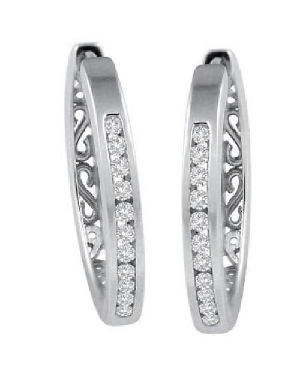 Artisan Metallic 18K Diamond Scrollwork Hoop Earrings