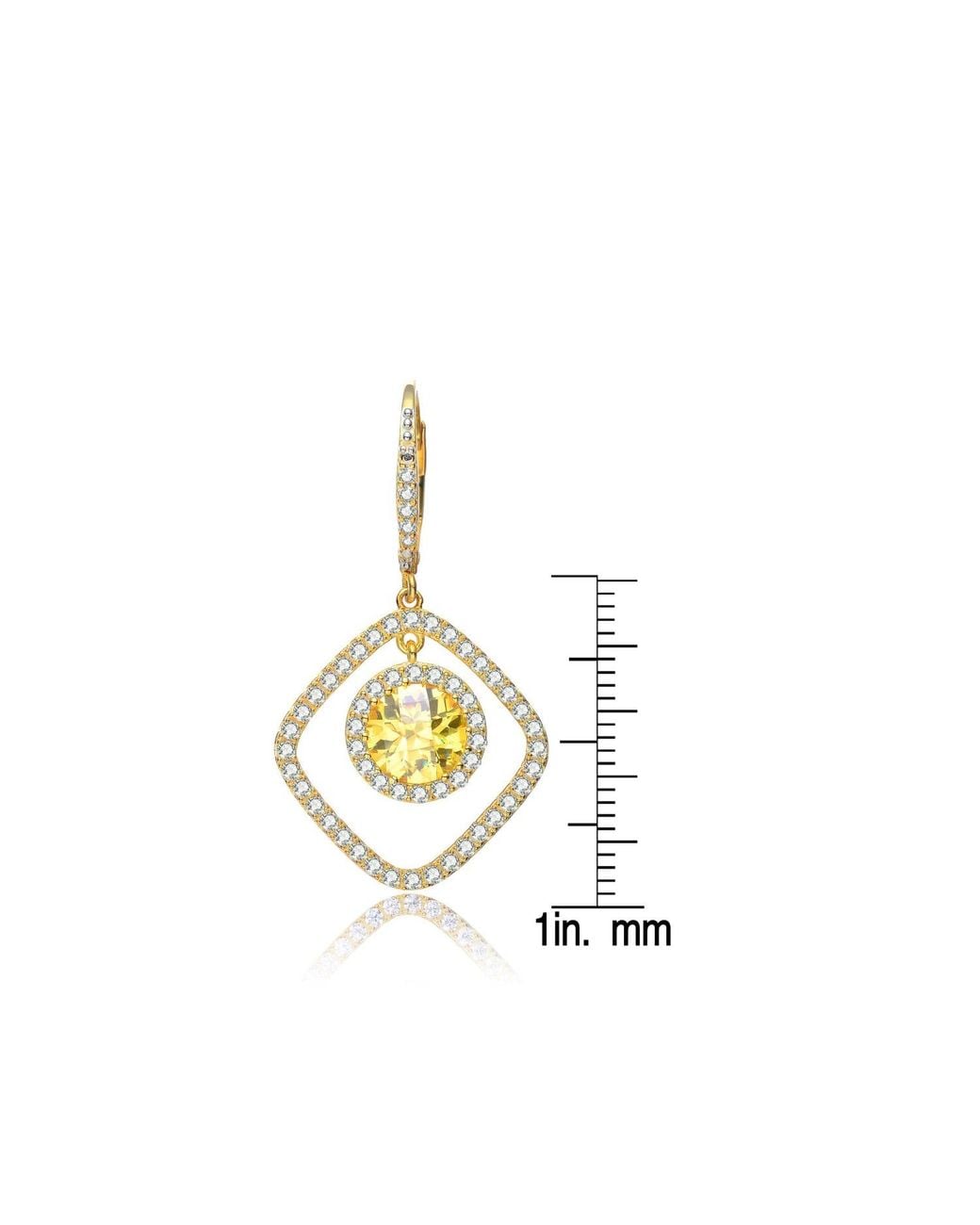 Genevive Jewelry Metallic Cz Sterling Plated Square Drop Earrings