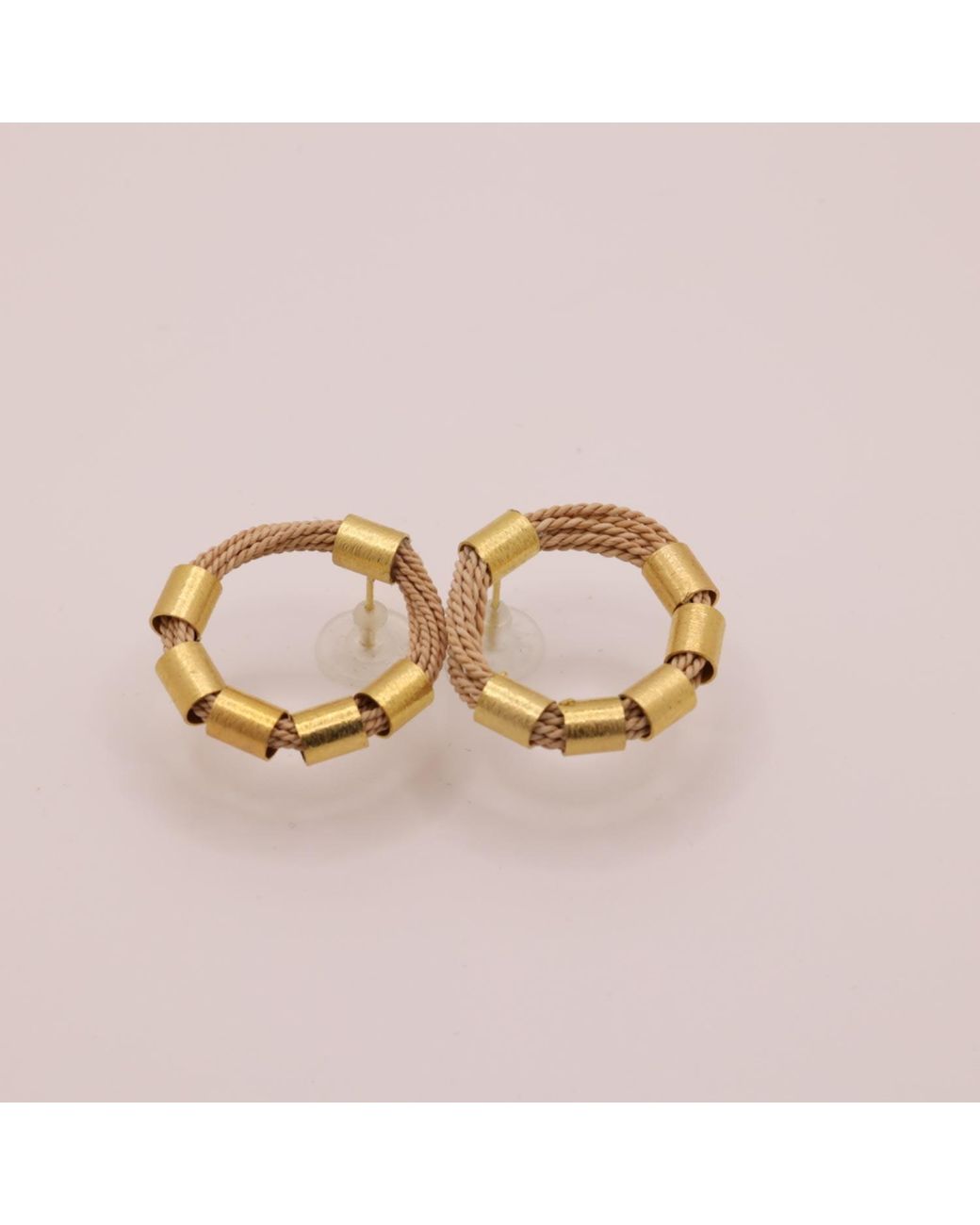 Nart Nature Making Art Metallic The Rings Buriti Natural Fiber Earrings
