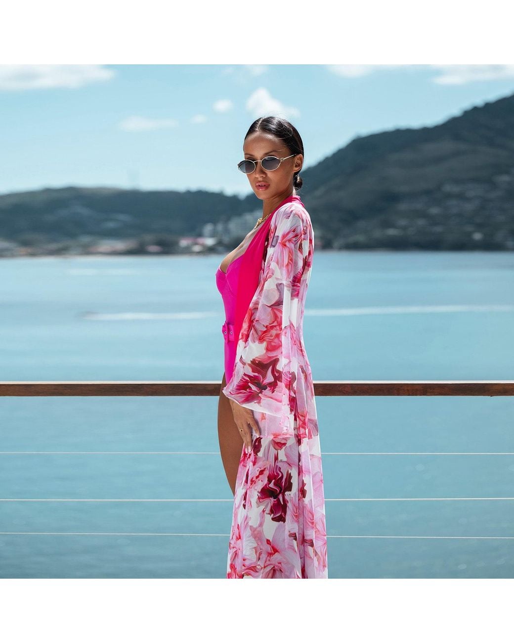 Ak Royalty Resortwear Red Carol Kimono Cypress