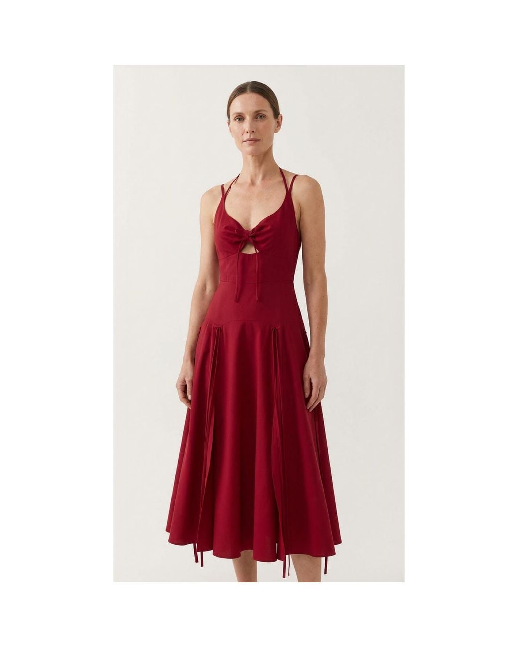 Georgette Red Scarlet Midi Dress