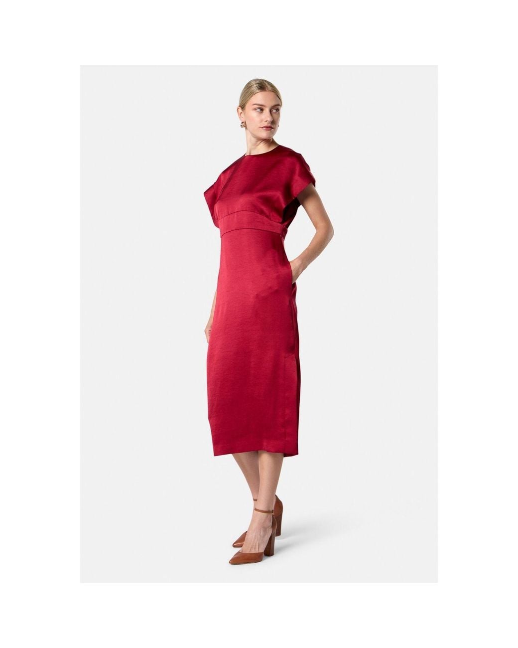 Helen Mcalinden Red Shiv Ruby Satin Dress