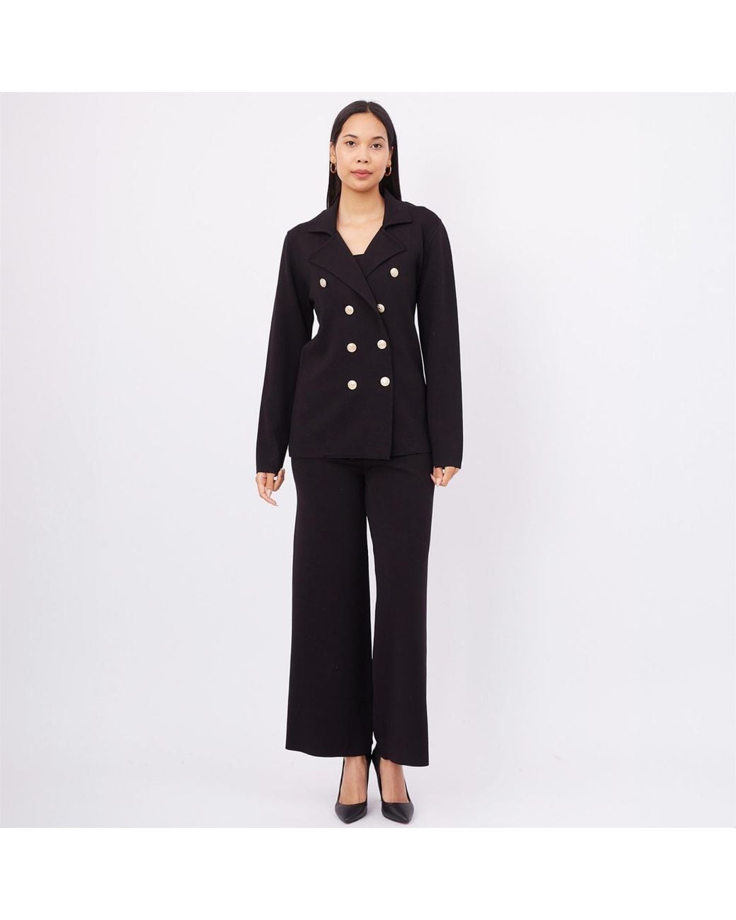 Peraluna Blue Marlene Trouser Button Detailed Knit Pants