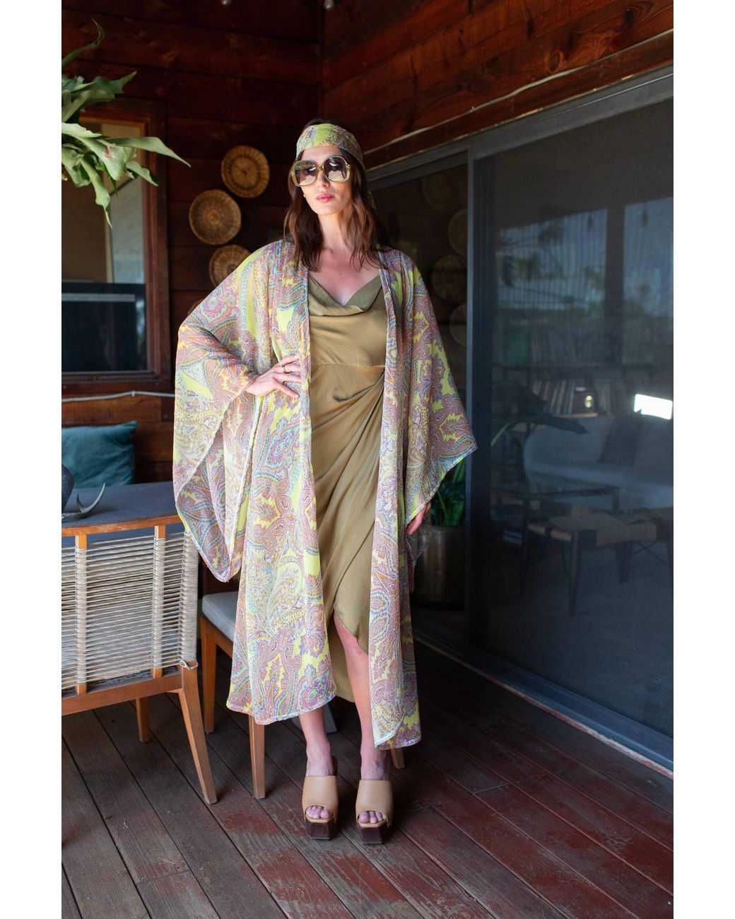 Jennafer Grace Metallic Peridot Paisley Kimono