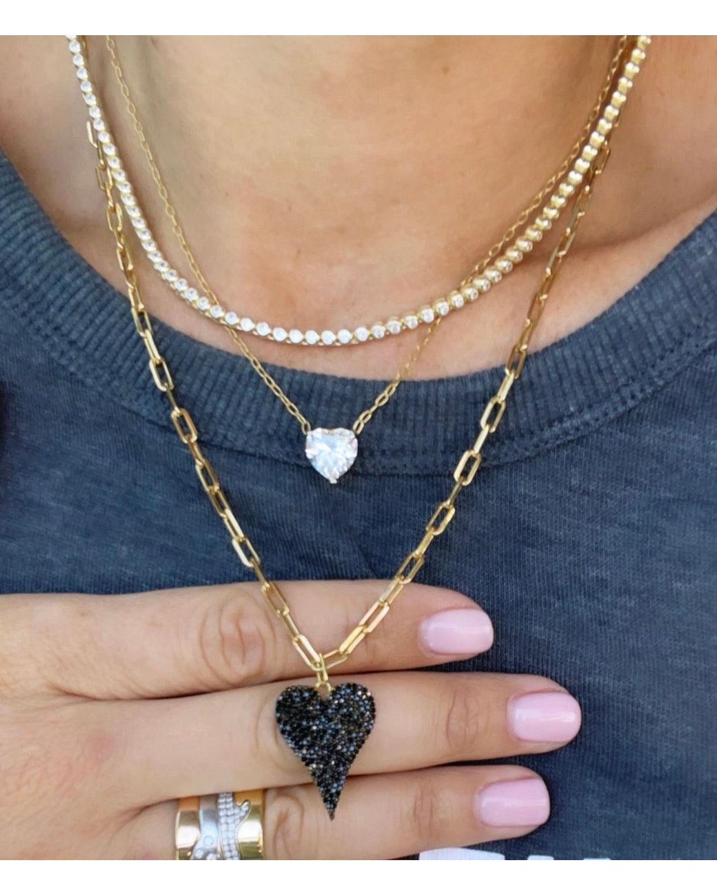 SHYMI Black Pave Heart Charm