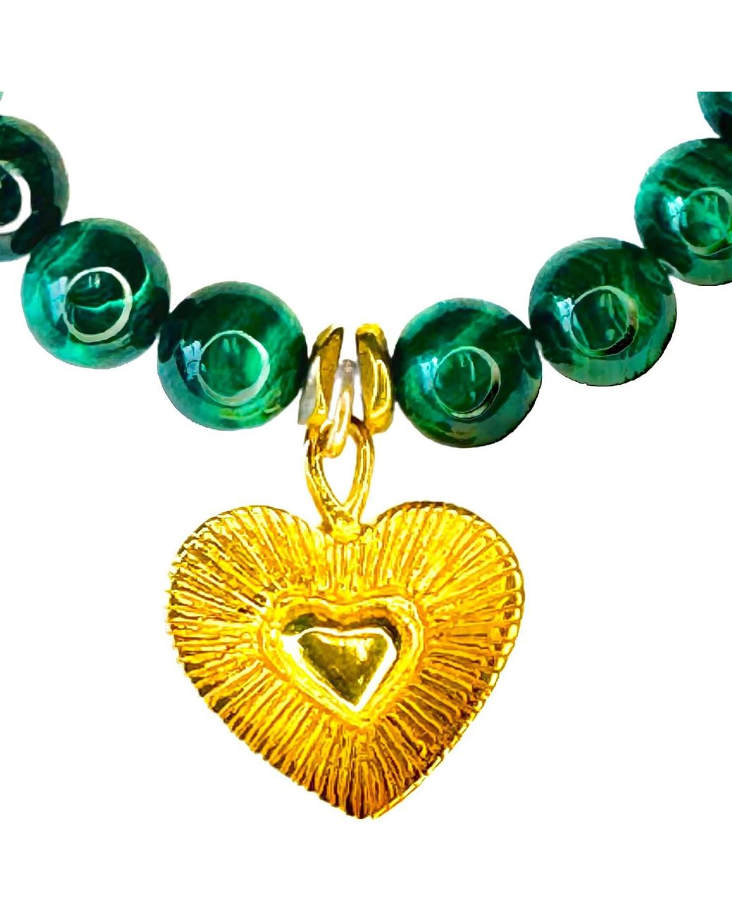 Lexi Jewelry Green Heart & Malachite Elastic Bracelet