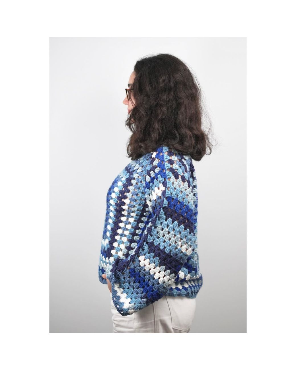 Ana Chic Blue Star Square Handmade Crochet Jumper