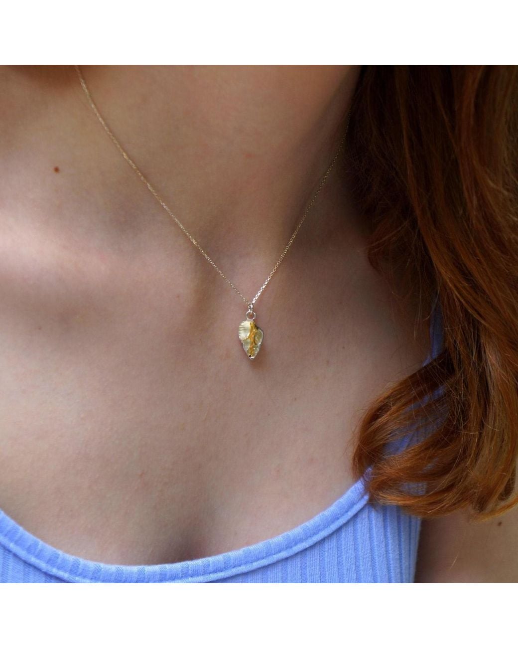 Mother Nature Jewelry Metallic Real Sea Shell Necklace, Handmade Minimalist Jewelry, Two-Tone Beach Pendant
