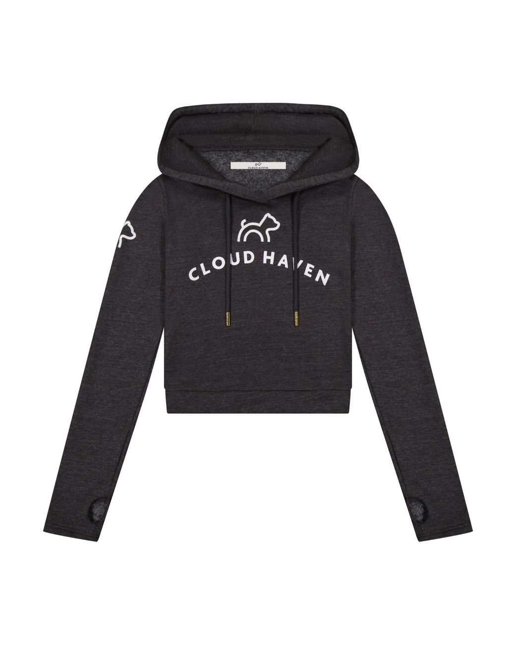 Cloud Haven Blue Cozy Crop Logo Hoodie