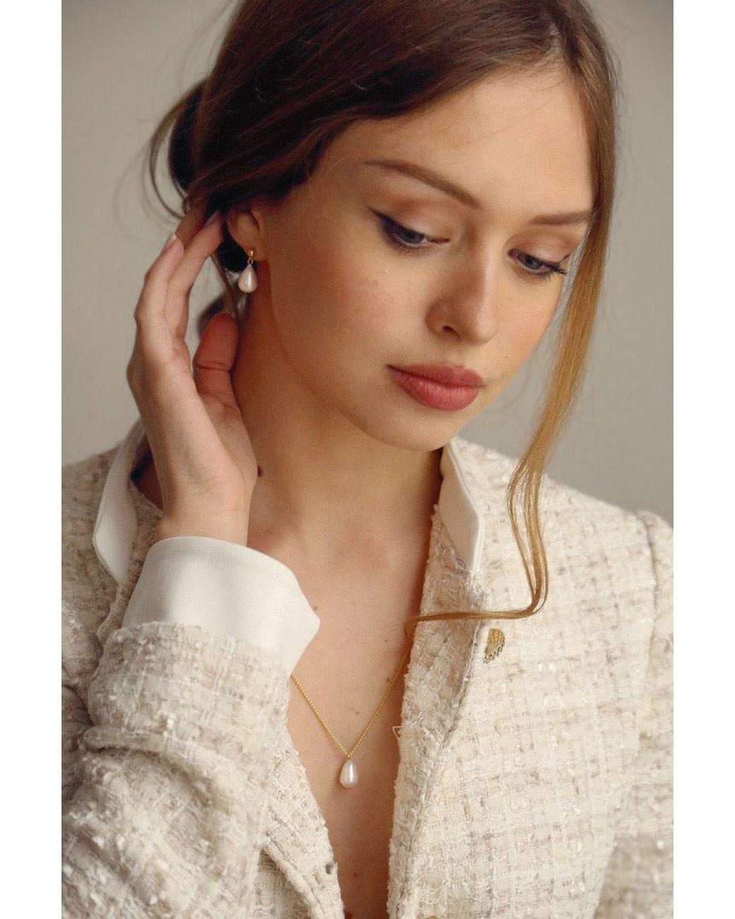 Katy Faye Metallic Brigette Pearl Necklace