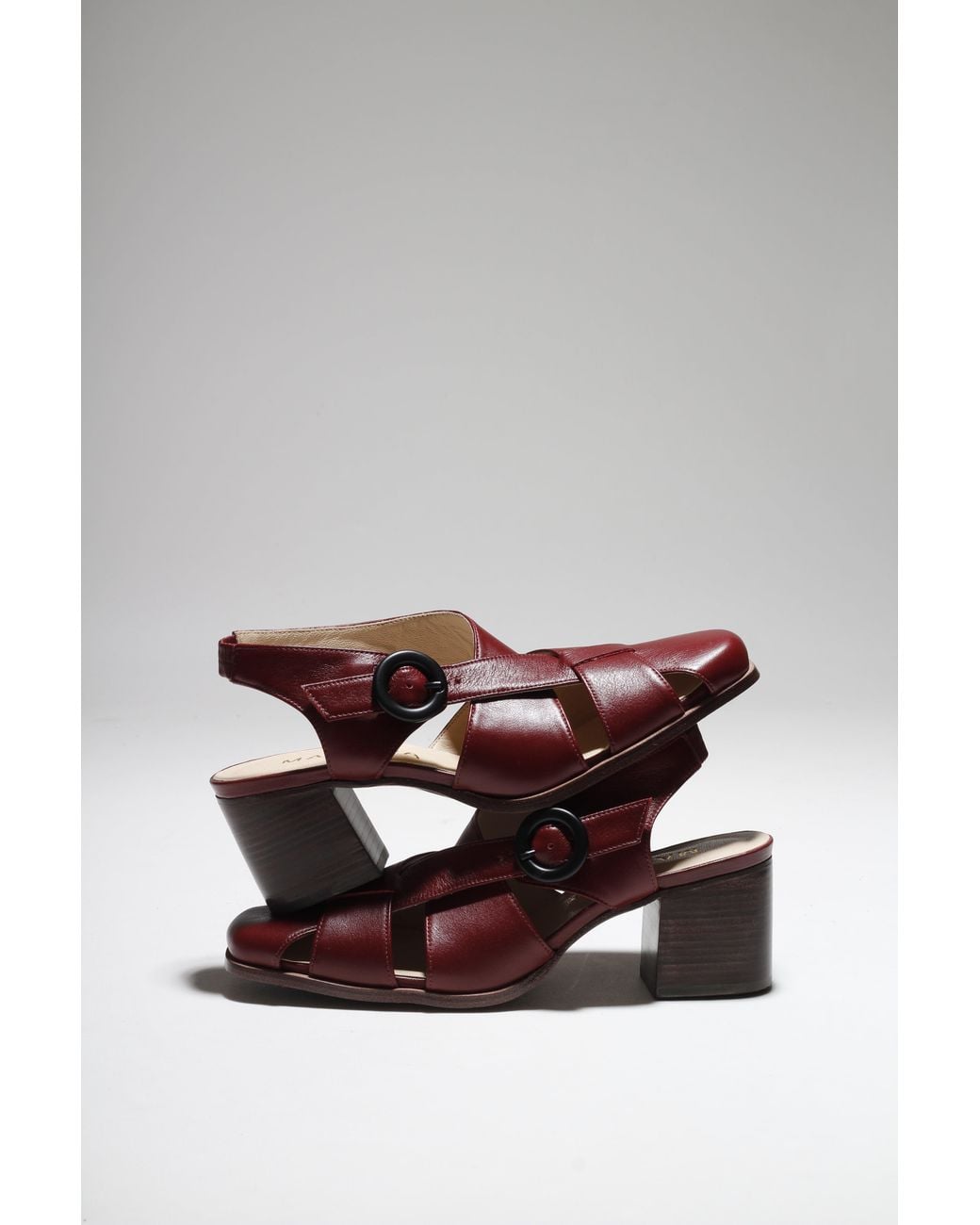 Mafalda Red Lucia Burgundy Wine Leather Pumps