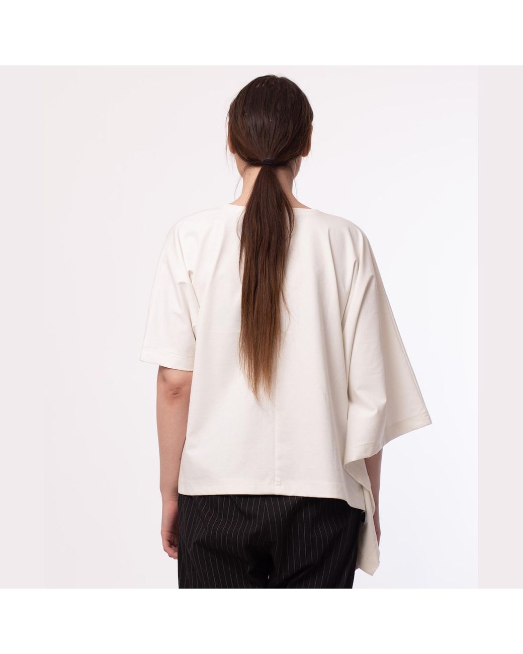 Silvia Serban White Asymmetrical Jersey Top