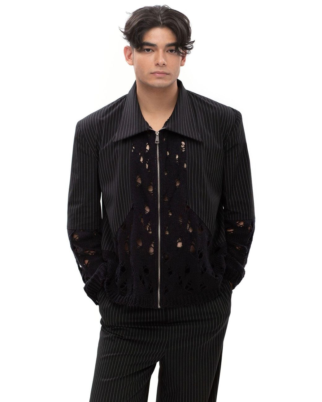 Maison Bogomil Black Split Code Trousers for men